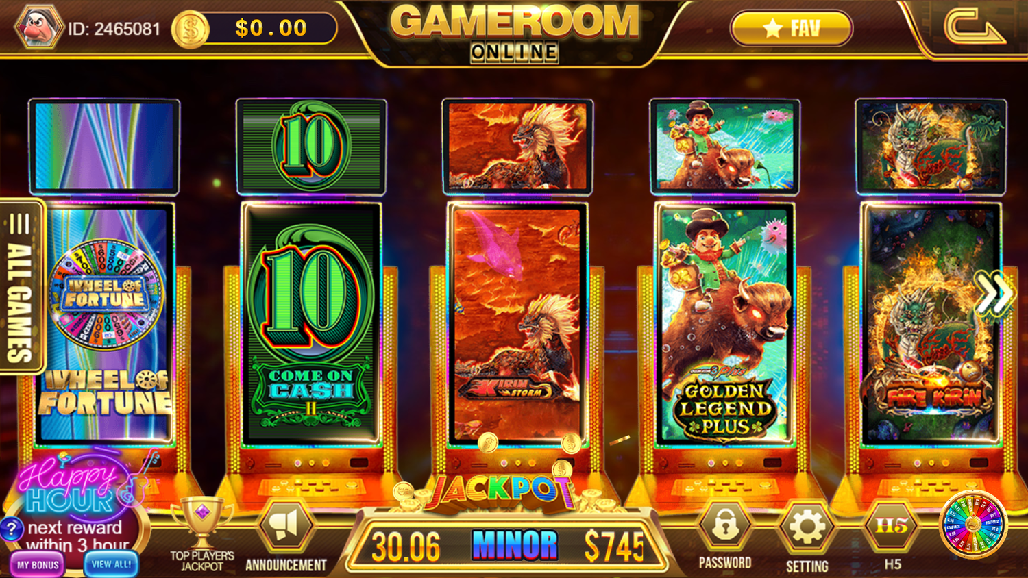 Game Room Online - screen lobby