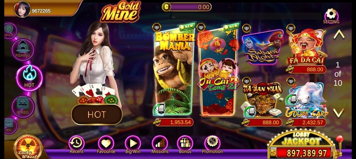 Gold Mine Game Screen Menu