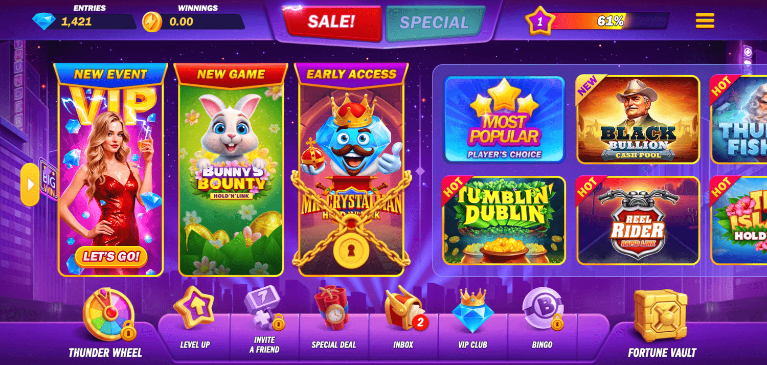 Thunder 7 Game Screen Menu