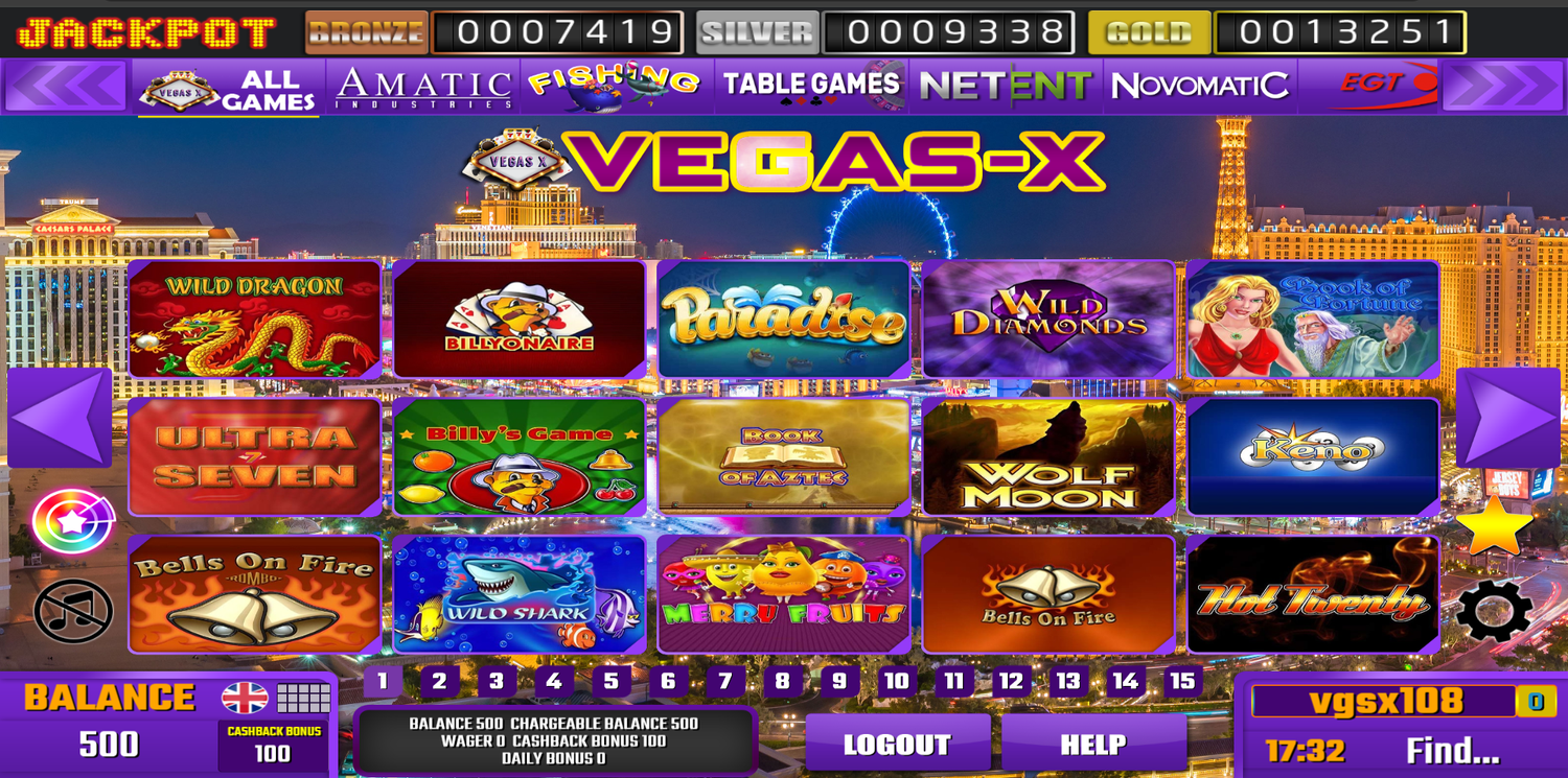 Vegas x - game lobby 
